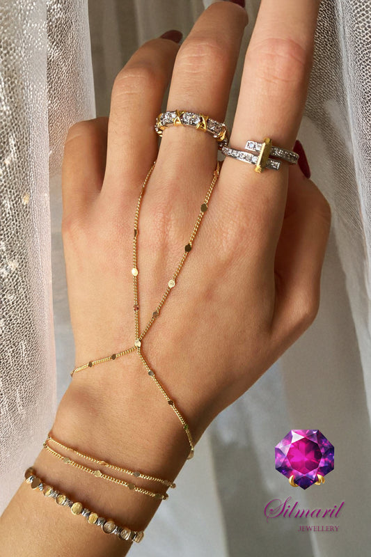 Altın Renk 316l Paslanmaz Çelik Stainless Steel Şahmeran Bileklik – Gold Pullu Ince Zincir