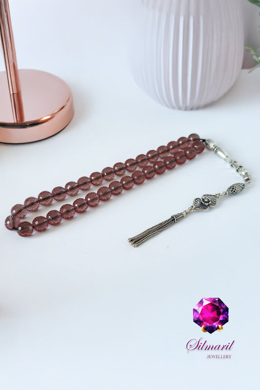 8 Renk Işık Veren 925 Ayar Gümüş Püsküllü Faset Kesim Sultan Taşı Zultanit Tespih