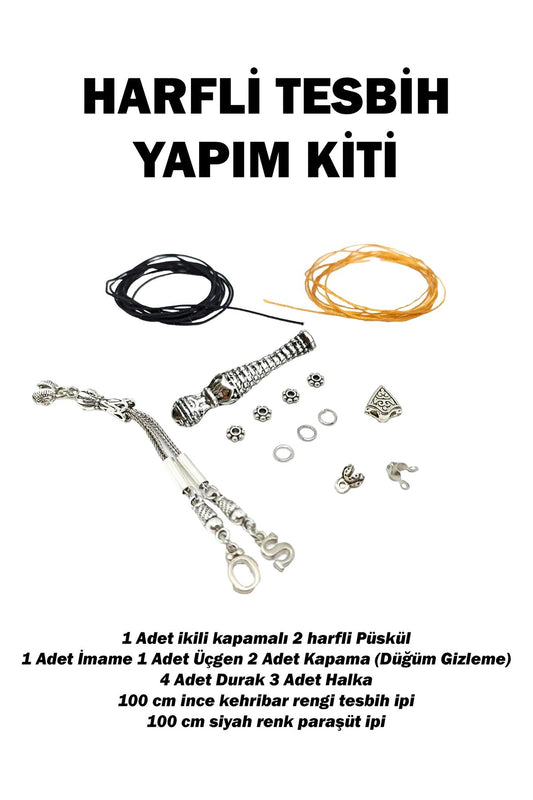 Harfli Tesbih Yapımı İçin Tüm Takım Malzeme (İmame, Püskül, Üçgen, Durak Set)