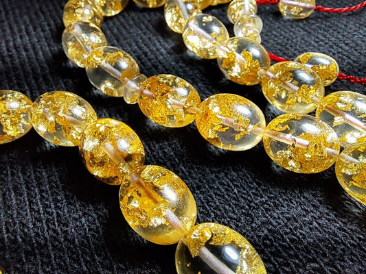 22 Ayar Golden Rosary 0,07 gram Yenilebilir Altın Parçacıklı Gümüş Püsküllü Plexiglass Lüx Tespih