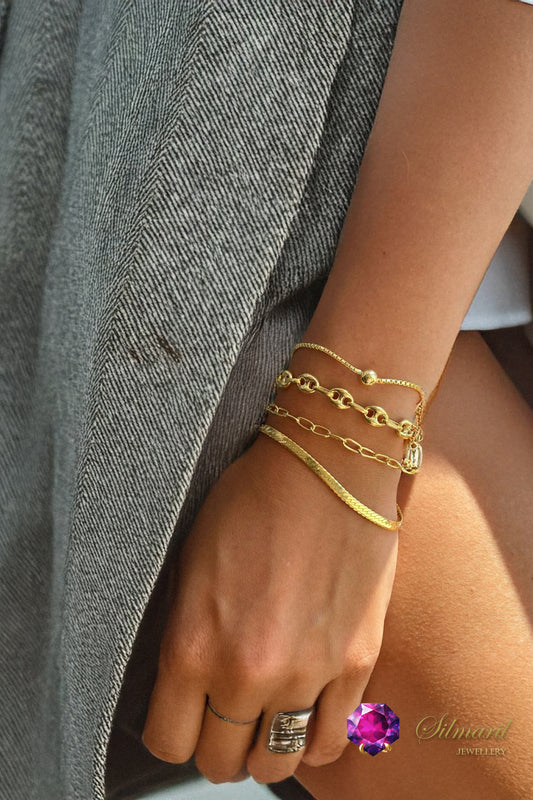 Altın Renk Unisex 4mm İtalyan Paslanmaz Çelik Bileklik Vip – Kararmaz, Solmaz, Suya Dayanıklı